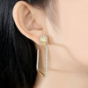 Women's Electroplated Copper Earrings With Microinlaid Zircon Geometric Flower Design Square Statement Fashion Jewelry