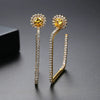 Women's Electroplated Copper Earrings With Microinlaid Zircon Geometric Flower Design Square Statement Fashion Jewelry
