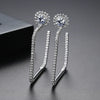 Women's Electroplated Copper Earrings With Microinlaid Zircon Geometric Flower Design Square Statement Fashion Jewelry