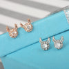 Women's Electroplated Copper Elk Antler Earrings With Snowflake Zircon And Stainless Steel Posts