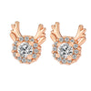 Women's Electroplated Copper Elk Antler Earrings With Snowflake Zircon And Stainless Steel Posts