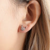 Women's Electroplated Copper Elk Antler Earrings With Snowflake Zircon And Stainless Steel Posts