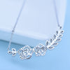 Women's Electroplated Copper Flower Branch Necklace With Clear Zircon Pendant And Cross Chain Fashion Jewelry