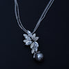 Women's Electroplated Copper Flower Pendant Necklace With Shell Pearl And Zircon Accents