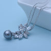 Women's Electroplated Copper Flower Pendant Necklace With Shell Pearl And Zircon Accents
