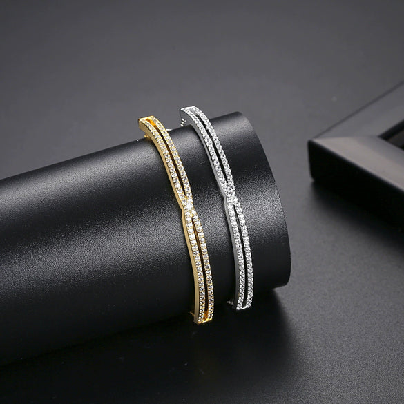 Women's Electroplated Copper Geometric Zircon Pull Bracelet Minimalist Fashion Jewelry