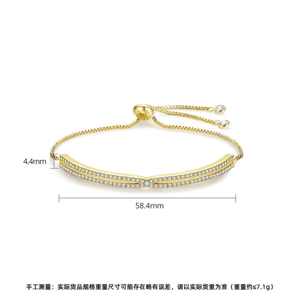 Women's Electroplated Copper Geometric Zircon Pull Bracelet Minimalist Fashion Jewelry