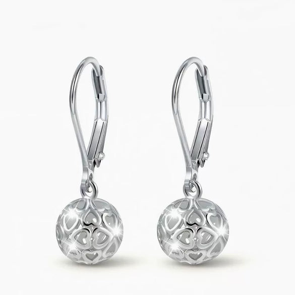 Women's Electroplated Copper Hollow Heart Drop Pendant Earrings With Glossy Three Dimensional Design And Elegant Literary Style