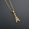 Women's Electroplated Copper Iron Tower Pendant Necklace With Cz Accent And Cross Chain Design