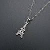 Women's Electroplated Copper Iron Tower Pendant Necklace With Cz Accent And Cross Chain Design