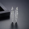 Women's Electroplated Copper Leaf Tassel Earrings With Zircon Accents Long Fashion Drop Earrings Jewelry