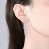 Women's Electroplated Copper Leaf Tassel Earrings With Zircon Accents Long Fashion Drop Earrings Jewelry