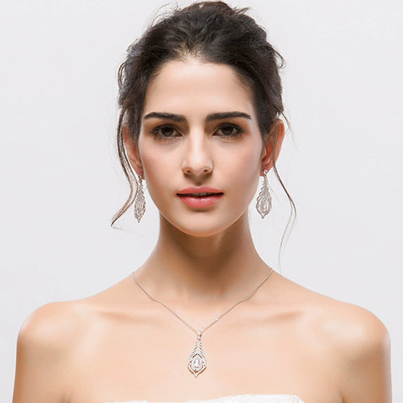 Women's Electroplated Copper Zircon Earrings Fashion Minimalist Bridal Wedding Jewelry Accessories