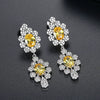 Women's Electroplated Copper Zircon Flower Earrings With Geometric Inlay Fashion Jewelry