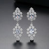 Women's Electroplated Copper Zircon Flower Earrings With Geometric Inlay Fashion Jewelry