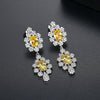 Women's Electroplated Copper Zircon Flower Earrings With Geometric Inlay Fashion Jewelry