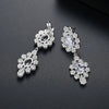 Women's Electroplated Copper Zircon Flower Earrings With Geometric Inlay Fashion Jewelry