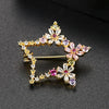 Women's Electroplated Copper Zircon Star Brooch Fivepointed Minimalist Fashion Jewelry Accessory