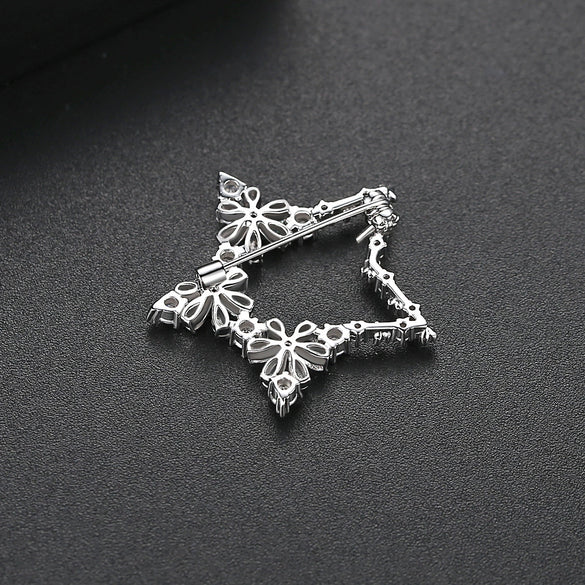 Women's Electroplated Copper Zircon Star Brooch Fivepointed Minimalist Fashion Jewelry Accessory