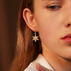 Women's Electroplated Geometric Snowflake Earrings With Micro Inlaid Zircon Festive Short Jewelry