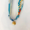 Women's Electroplated Heart Shape Stainless Steel And Titanium Steel Necklace Pendant And Art Silk Scarf
