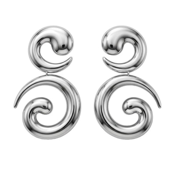 Women's Electroplated Iron Alloy Flower Drop Earrings With Stainless Steel Ear Needles Hollow Spiral Cshaped Geometric Design