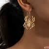 Women's Electroplated Iron Alloy Spider Flower Earrings With Stainless Steel Posts Exaggerated Statement Design For Punk And Hip Hop Styles