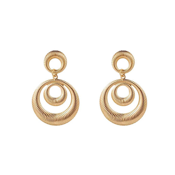 Women's Electroplated Iron Geometric Cutout Circle Hoop Earrings Statement Fashion Jewelry