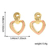 Women’s Electroplated Iron Geometric Double Heart Drop Earrings With Hollow Design And Stainless Steel Ear Posts