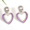Women’s Electroplated Iron Geometric Double Heart Drop Earrings With Hollow Design And Stainless Steel Ear Posts
