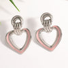 Women’s Electroplated Iron Geometric Double Heart Drop Earrings With Hollow Design And Stainless Steel Ear Posts