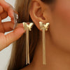 Women's Electroplated Iron Tassel Earrings Minimalist Geometric Retro Earrings With Stainless Steel Ear Posts