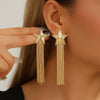 Women's Electroplated Iron Tassel Earrings Minimalist Geometric Retro Earrings With Stainless Steel Ear Posts
