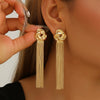 Women's Electroplated Iron Tassel Earrings Minimalist Geometric Retro Earrings With Stainless Steel Ear Posts