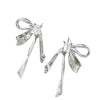 Women's Electroplated Metal Bow Tassel Earrings With Zircon Accents Simple Ribbon Style Artistic Jewelry
