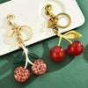 Women's Electroplated Metal Cherry Keychain Bag Pendant With Plants And Flowers Pattern