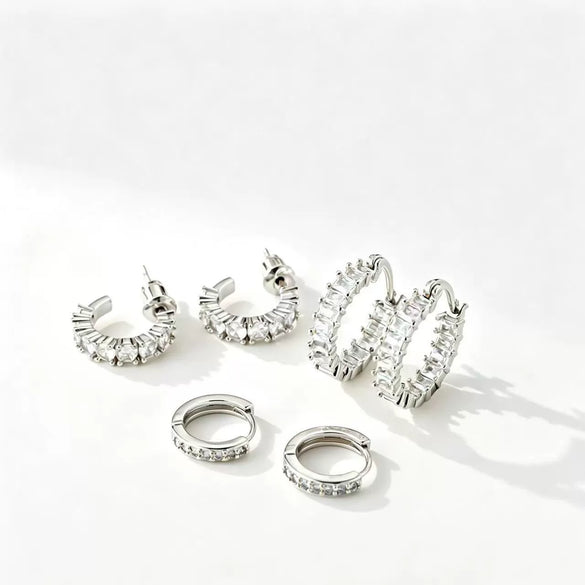 Women's Electroplated Metal Cshaped Geometric Earrings Set With Simple Highend Fashion Style