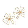 Women's Electroplated Metal Flower Earrings With Hollow Statement Design And Stainless Steel Ear Posts For Wholesale Fashion Jewelry