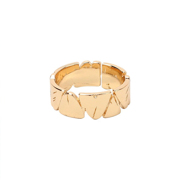 Women's Electroplated Metal Open Heart Ring Simple Retro Geometric Adjustable Finger Ring Ins Style Jewelry