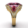 Women's Electroplated Metal Pink Zircon Ring With Geometric Constellation Design Sweet Cool Style Jewelry