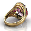 Women's Electroplated Metal Pink Zircon Ring With Geometric Constellation Design Sweet Cool Style Jewelry