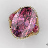 Women's Electroplated Metal Pink Zircon Ring With Geometric Constellation Design Sweet Cool Style Jewelry