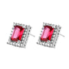Women's Electroplated Metal Rhombus Earrings With Zircon Inlay Fashion Geometric Statement Earrings