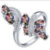 Women's Electroplated Metal Ring With Multicolor Zircon Inlay Geometric Natural Style Fashion Jewelry Accessory