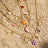 Women's Electroplated Stainless Steel And Titanium Steel Necklace With Turtle And Fish Ceramic Pendant