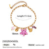 Women's Electroplated Stainless Steel And Titanium Steel Necklace With Turtle And Fish Ceramic Pendant