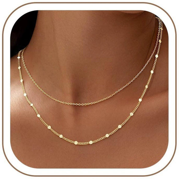 Women's Electroplated Stainless Steel Geometric Layered Choker Necklace With Simple Light Luxury Style