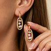 Women's Electroplated Stainless Steel Geometric Teardrop Double Hoop Clipon Earrings With Zircon Accents