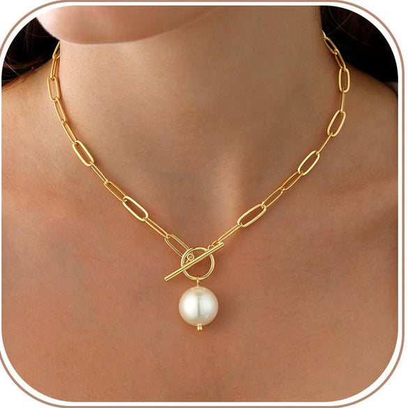 Women's Electroplated Stainless Steel Paperclip Chain Necklace With Geometric Clasp In Simple Sweet Cool Style