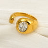 Women’s Electroplated Stainless Steel Ring With Zircon Inlay Irregular Open Geometric Design For Wholesale Jewelry